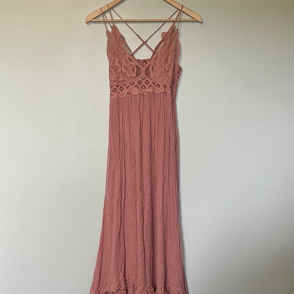 Free People Lace Trim Pink Dress - Picture 1 of 6